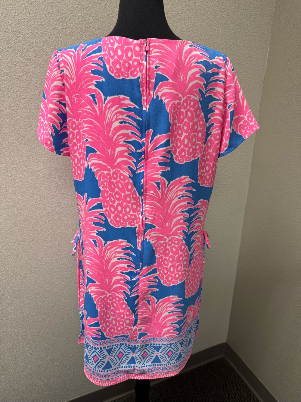 Lilly Pulitzer Pineapple Print Dress Size 14 Pink Blue Tropical Shift - Picture 6 of 12